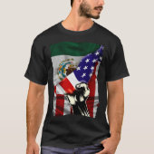 ハーフアメリカ国旗メキシコROOTS USA国旗メキシコD Tシャツ (正面)