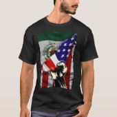 ハーフアメリカ国旗メキシコROOTS USA国旗メキシコD Tシャツ (正面)