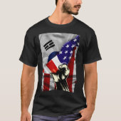 ハーフアメリカ国旗Korean ROOTS USA国旗South Kor Tシャツ (正面)