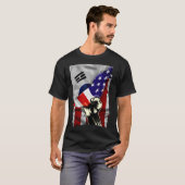 ハーフアメリカ国旗Korean ROOTS USA国旗South Kor Tシャツ (正面フル)