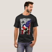 ハーフアメリカ国旗Korean ROOTS USA国旗South Kor Tシャツ (正面フル)
