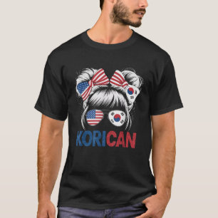 ハーフアメリカ韓中米国旗South Korea Ame Tシャツ