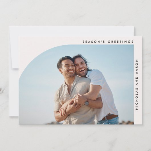 ハーフアーチシンプルクリスマスホリデー2枚の写真 シーズンカード (正面)