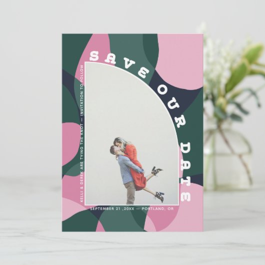 ハーフアーチ抽象芸術アート写真の日付を保存 セーブザデート (スタンド正面)