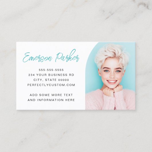 ハーフアーミニマルチ写真スクリプモダント 名刺 (正面)