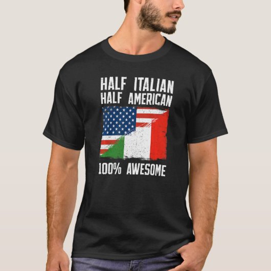 ハーフイタリアン半アメリカ国旗の伝統イタリアンR Tシャツ (正面)