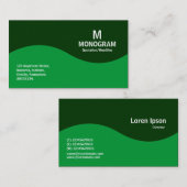 ハーフウェーブモノグラム – グラスグリーンとダークグリーン 名刺 (正面/裏面)