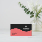 ハーフウェーブモノグラム – トロピカルピンクとブラック 名刺 (スタンド正面)