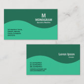 ハーフウェーブモノグラム – 緑1B6F52付きシーグリーン 名刺 (正面/裏面)