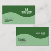 ハーフウェーブモノグラム – 緑2F6B2D付きフェードグリーン 名刺 (正面/裏面)