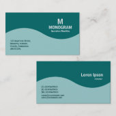 ハーフウェーブモノグラム – Ltブルーグリーンティール(緑がかった色)006666 名刺 (正面/裏面)