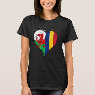 ハーフウェールズ半ルーマニアAウェールズHのルーマニア国旗 Tシャツ