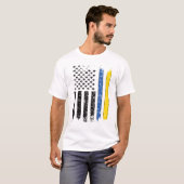 ハーフウクライナハーフアメリカ国旗ウクライナUSA Tシャツ (正面フル)