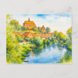 ハーフェルベルク大聖堂の風景 水彩画 ハーフェルラント シーズンポストカード