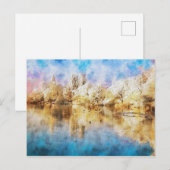ハーフェル川の冬の風景、水彩画。 ポストカード (正面/裏面)