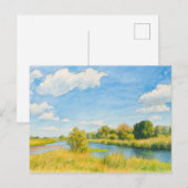ハーフェル川の風景 水彩画 ハーフェルラント風 シーズンポストカード (正面/裏面)