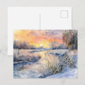 ハーフェル・ハーフェルラントの水彩画風の雪景色の土手 ポストカード (正面/裏面)