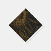 ハーフエレガントヒマワリ金ゴールドブラックフローラアート スタンダードカクテルナプキン (角)