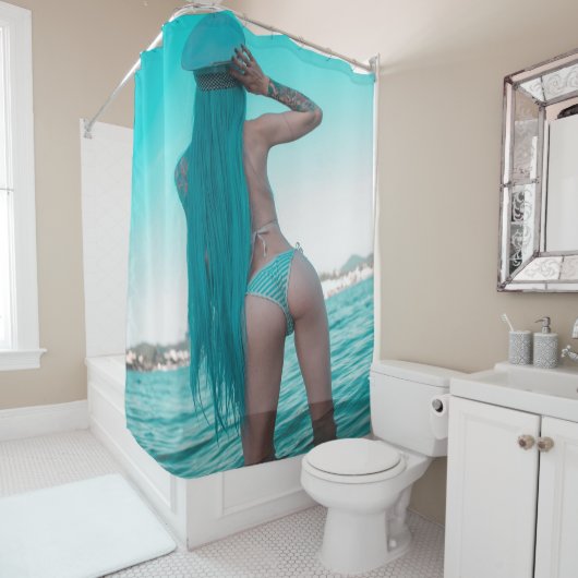 ハーフエンジェル66深いブルー シャワーカーテン (インサイチュ)