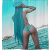 ハーフエンジェル66深いブルー シャワーカーテン (正面)