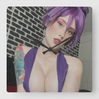 ハーフエンジェル66紫色の時計 スクエア壁時計