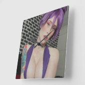 ハーフエンジェル66紫色の時計 スクエア壁時計 (傾斜)