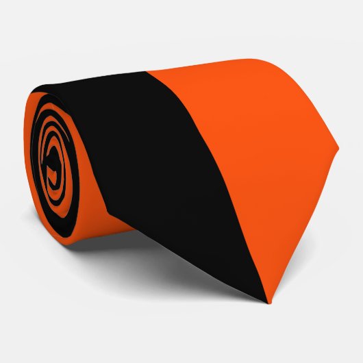 ハーフオレンジとハーフブラックのカラーブロック ネクタイ (ロール)