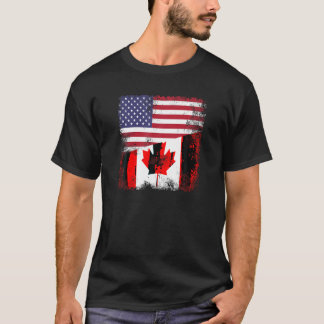 ハーフカナダ国旗Tシャツヴィンテージカナダ米国ギフト Tシャツ