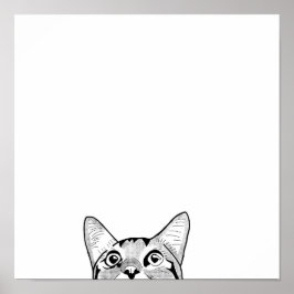 ハーフキャット顔ラインアート ポスター