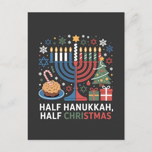 ハーフクリスマスハーフハヌッカクリスムカおもしろい 案内ポストカード (正面)