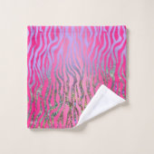 ハーフグリッターピンクタイガープリント バスタオルセット (ウォッシュタオル)