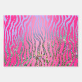 ハーフグリッターピンクタイガープリント ラッピングペーパーシート (正面2)