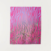 ハーフグリッター ピンクタイガープリント タペストリー (正面)