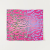 ハーフグリッター ピンク トラ柄 タペストリー (正面(横))