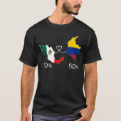 ハーフコロンビアハーフメキシコ国旗の地図ラブメキシコC Tシャツ (正面)