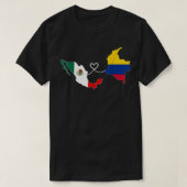 ハーフコロンビアハーフメキシコ国旗の地図DNA Mexico Co Tシャツ (デザイン正面)