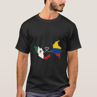 ハーフコロンビア半メキシコ国旗の地図Dnaメキシコ Tシャツ