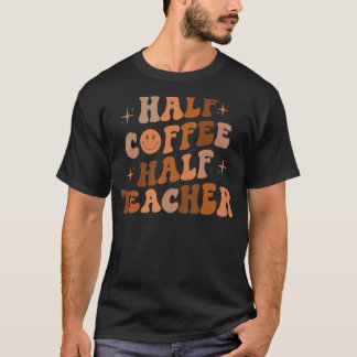 ハーフコーヒーハーフ先生レトロ感動的茶 Tシャツ
