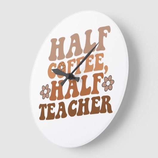 ハーフコーヒーハーフ先生新学期先生 ラージ壁時計 (傾斜)