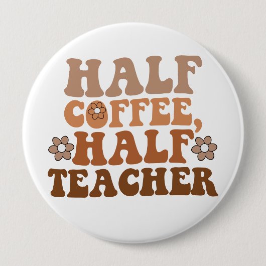 ハーフコーヒーハーフ先生新学期先生 缶バッジ (正面)