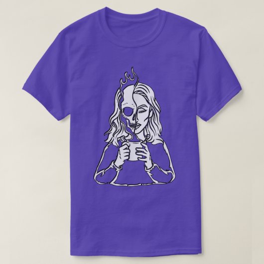 ハーフコーヒー半人骨格エスプレッソ豆Cof Tシャツ (デザイン正面)