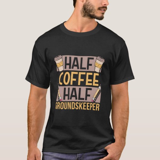ハーフコーヒー ハーフグラウンドキーパー カフェイン入りコーヒー Tシャツ (正面)