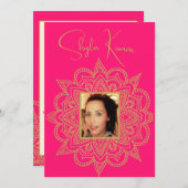 ハーフサリーセレモニーインディアンピンク金ゴールド 招待状 (正面/裏面)