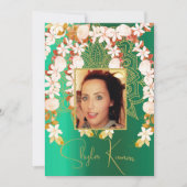 ハーフサリー式ヒンドゥー教フローラガーランドグリーン 招待状 (正面)