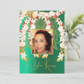 ハーフサリー式ヒンドゥー教フローラガーランドグリーン 招待状 (スタンド正面)