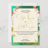 ハーフサリー式ヒンドゥー教フローラガーランドグリーン 招待状 (裏面)