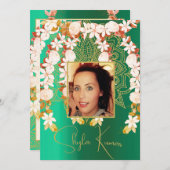 ハーフサリー式ヒンドゥー教フローラガーランドグリーン 招待状 (正面/裏面)