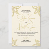 ハーフサレーセレモニー インド クリーム ゴールド 招待状 (裏面)