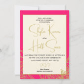 ハーフサレーセレモニー インド ピンク ゴールド 招待状 (裏面)