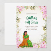 ハーフサレー招待状 インドのサレー イベント招待 招待状 (正面/裏面)